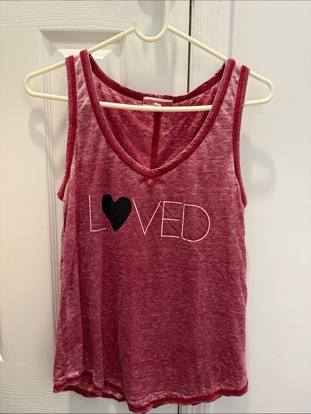 PJ Salvage Red-Pink 'LOVED' V-Neck Tank